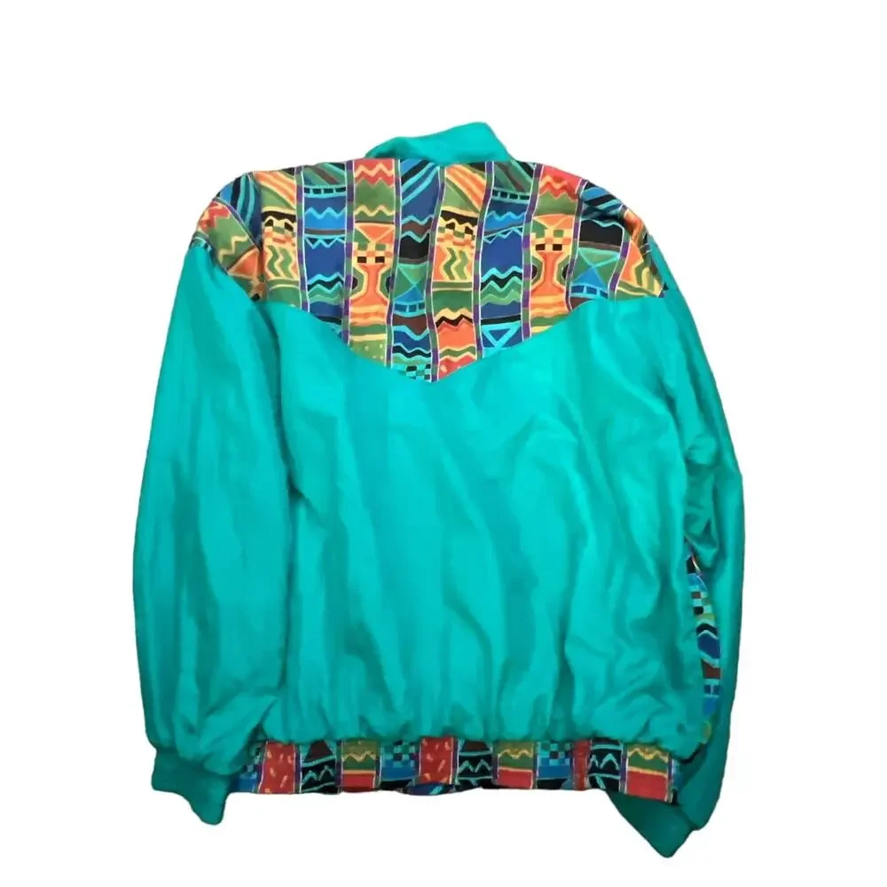Vintage Casual Isle Teal Long Sleeve Full-Zip Mock windbreaker Adult‎ Size M